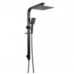 Vog Matte Black 10'' Square Wide Rail Shower Station Top Water Inlet Vog Matte Black 10'' Square Wide Rail Shower Station Top Water Inlet